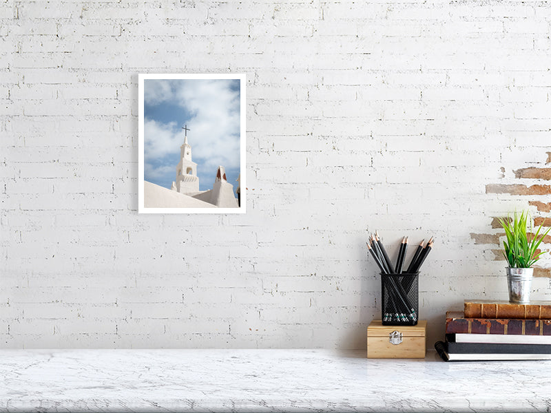 Weißer Kirchturm Binibeca Vell Menorca - Print - Fotograf Thomas Malek in Rohrenfels, Neuburg an der Donau, Ingolstadt, Schrobenhausen, Donauwörth