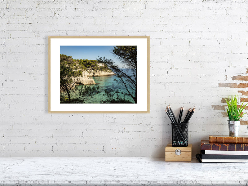 Blick über Cala Mitjana Menorca - Print gerahmt - Fotograf Thomas Malek in Rohrenfels, Neuburg an der Donau, Ingolstadt, Schrobenhausen, Donauwörth