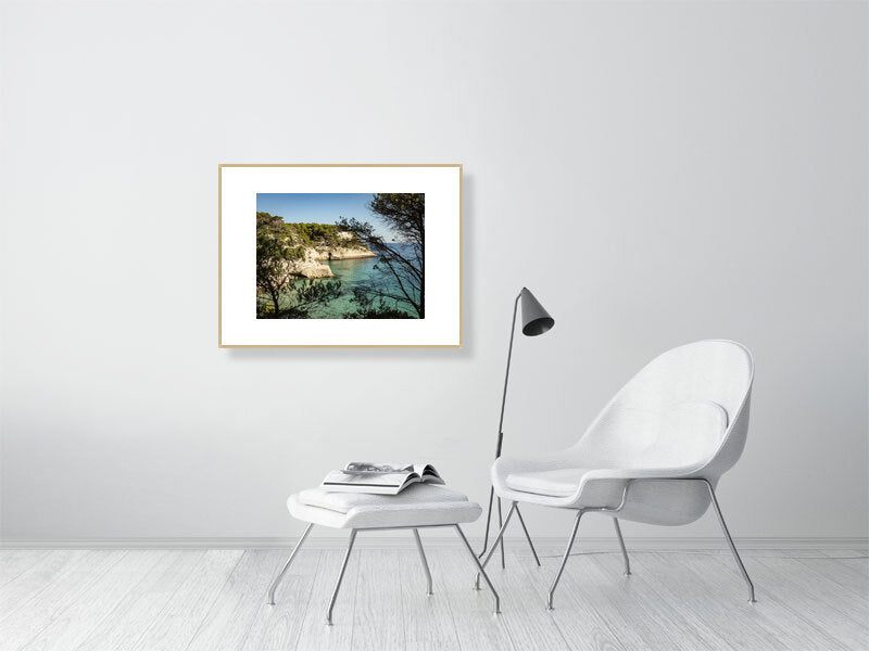 Blick über Cala Mitjana Menorca - Print gerahmt - Fotograf Thomas Malek in Rohrenfels, Neuburg an der Donau, Ingolstadt, Schrobenhausen, Donauwörth