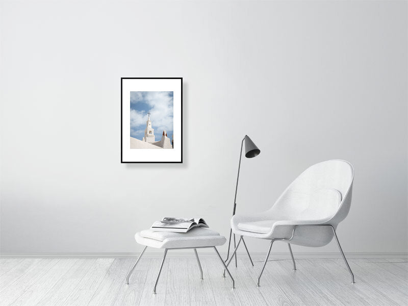 Weißer Kirchturm Binibeca Vell Menorca - Print gerahmt - Fotograf Thomas Malek in Rohrenfels, Neuburg an der Donau, Ingolstadt, Schrobenhausen, Donauwörth