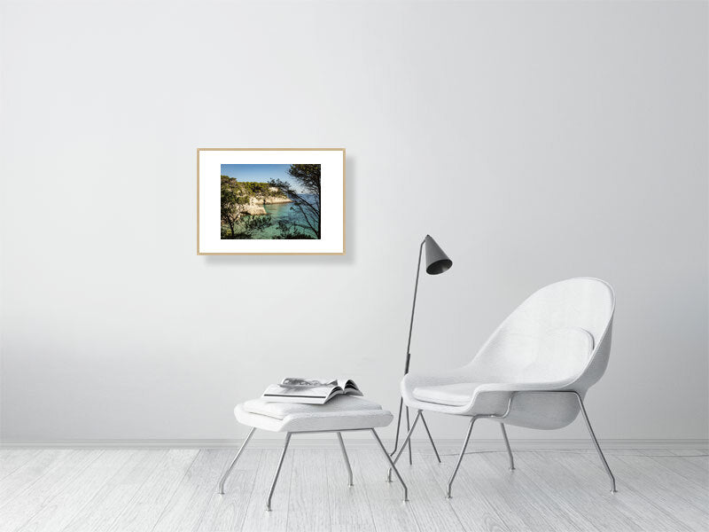 Blick über Cala Mitjana Menorca - Print gerahmt - Fotograf Thomas Malek in Rohrenfels, Neuburg an der Donau, Ingolstadt, Schrobenhausen, Donauwörth