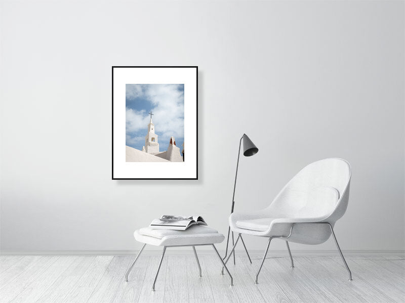 Weißer Kirchturm Binibeca Vell Menorca - Print gerahmt - Fotograf Thomas Malek in Rohrenfels, Neuburg an der Donau, Ingolstadt, Schrobenhausen, Donauwörth